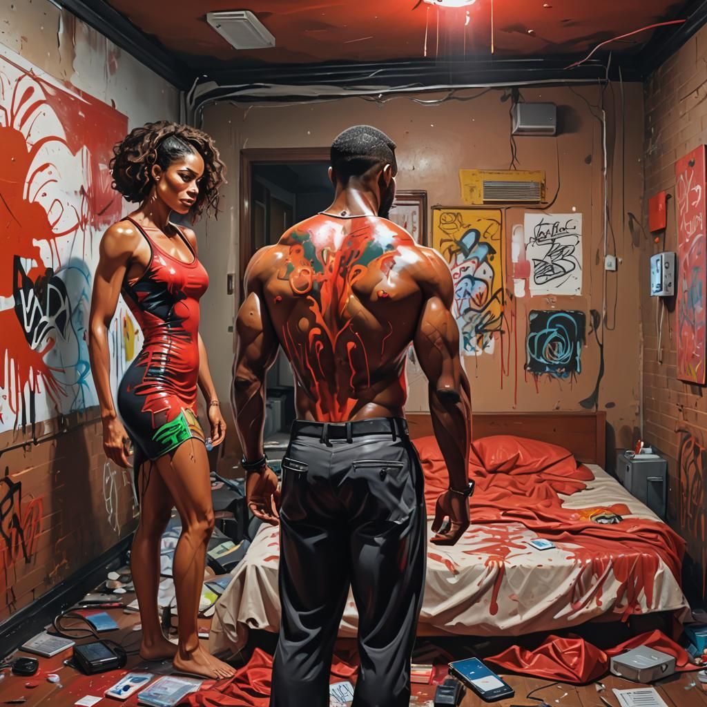 Jamaican Man in Graffiti Style Room