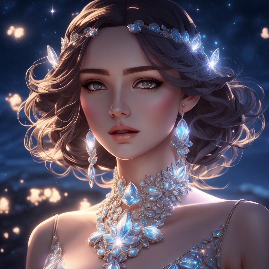 Glass Dress Portrait in Anime Style