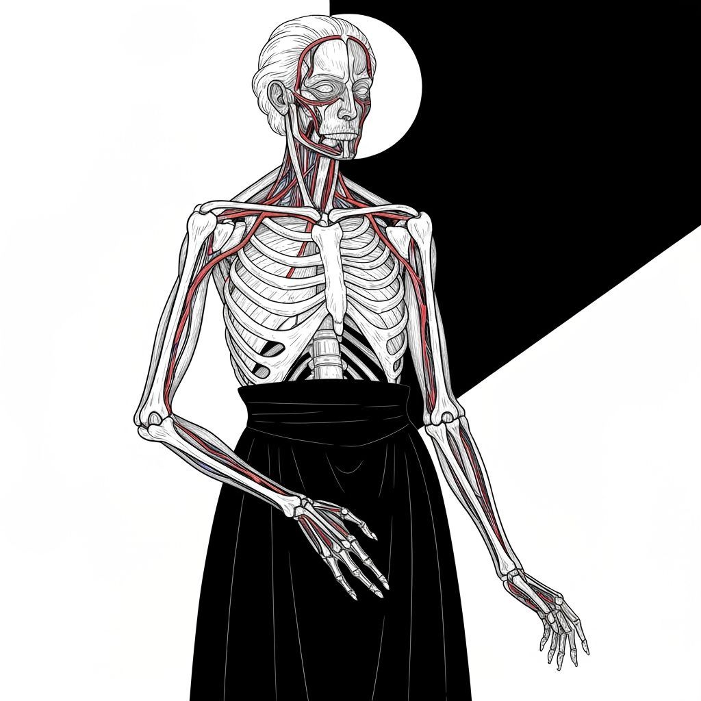 Minimalist Anatomy Icon in Black and White