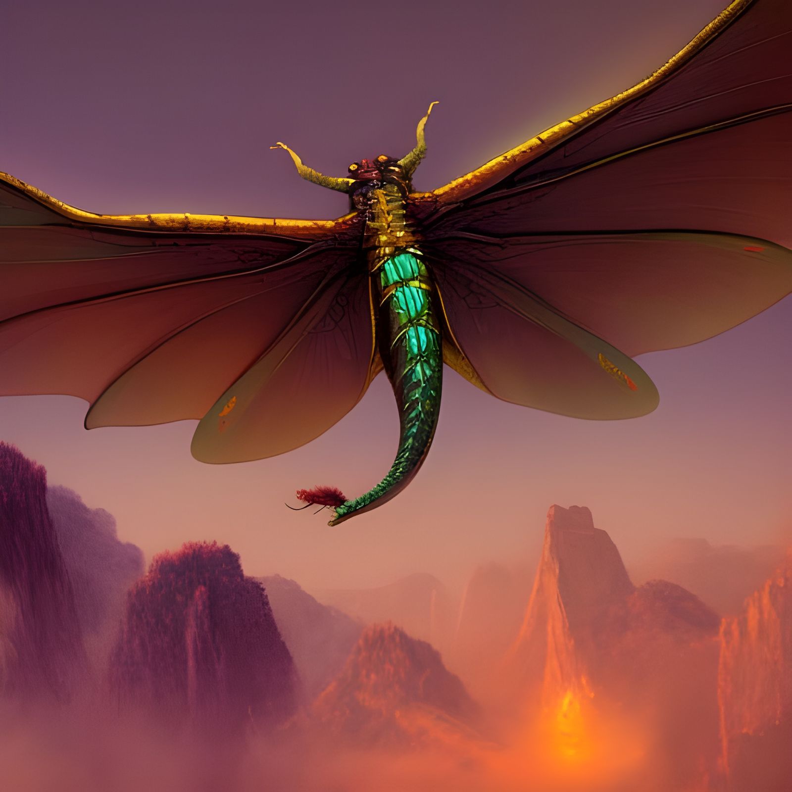Detailed Dragonfly Matte Painting in Fantasy Style