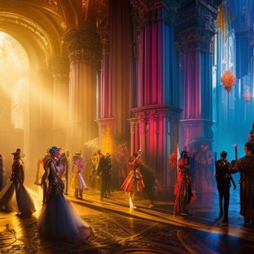 Colorful Venetian Masquerade Ball in Digital Matte Painting