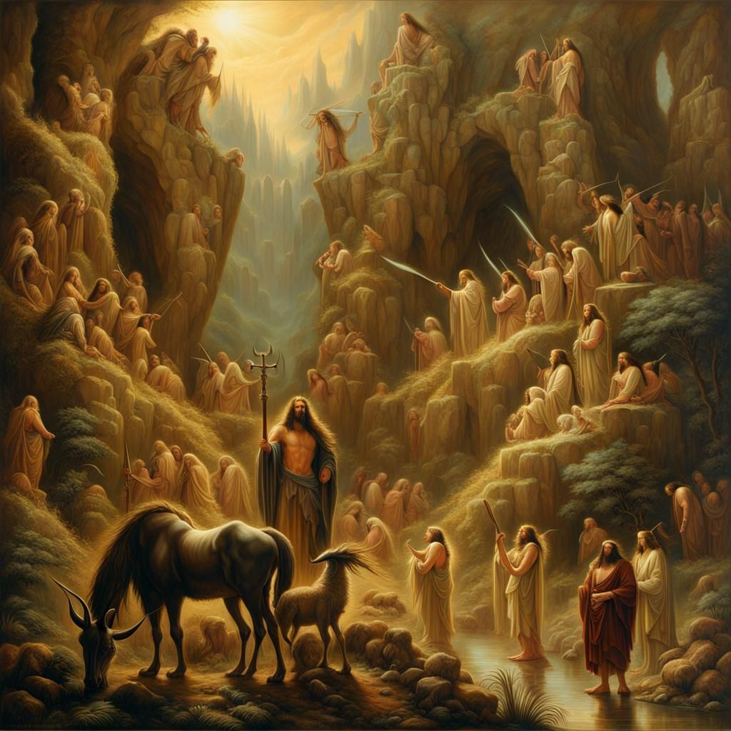 Nephilim Among Warriors: Detailed Airbrush Painting