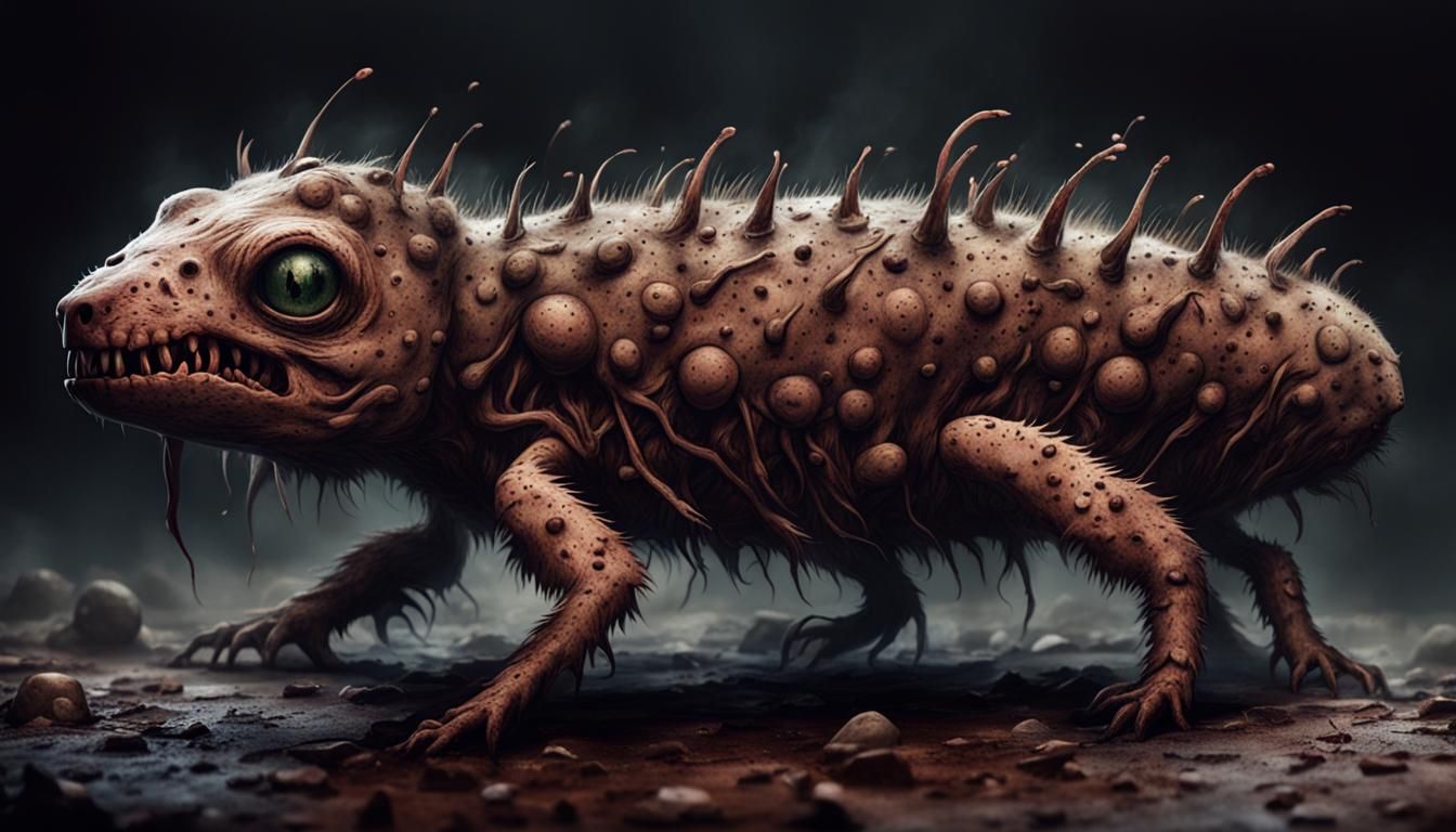Horrific Scarred Creature in Horror Style