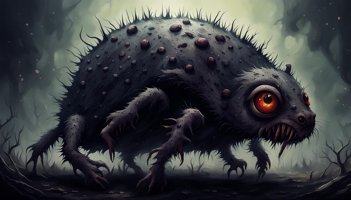 Creepy Scarred Creature in Horror Style