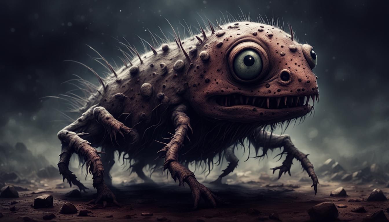 Creepy Scarred Creature in Horror Style