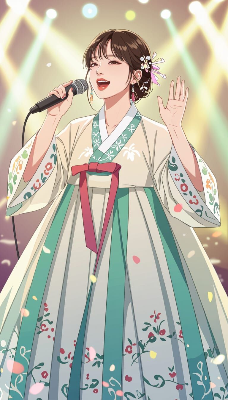 K-Pop Star Sings Passionately in Hanbok on Stage