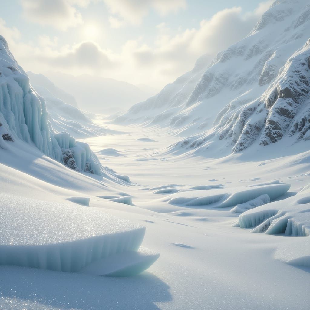 Vast Antarctic Ice and Snow Landscape