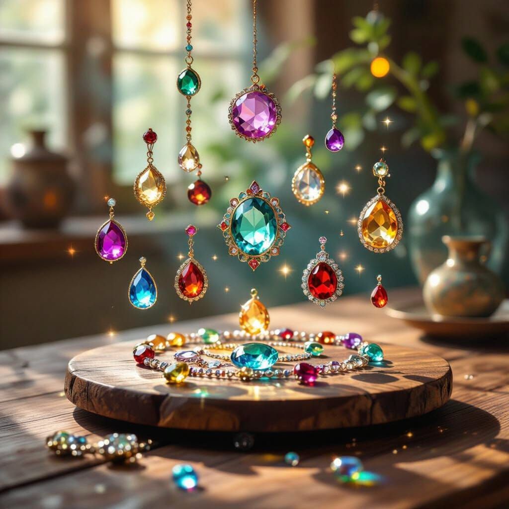 Floating Jewels in Art Nouveau Style