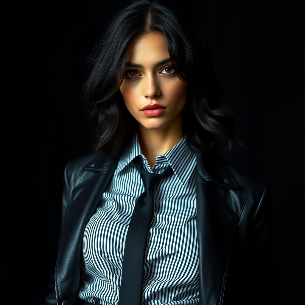 Effortless Elegance: Moody Fashion Portrait in Black and Str...