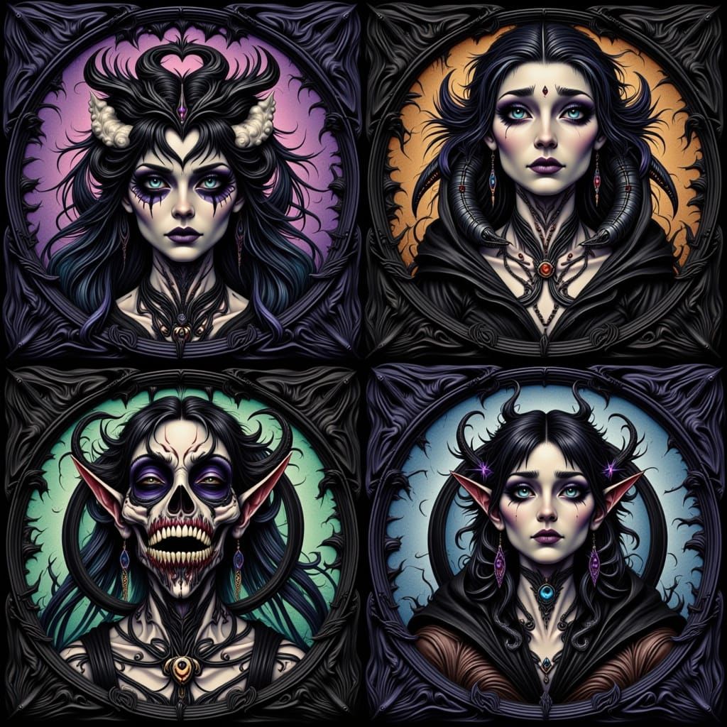 Four LoRA Creators in Dramatic Dark & Watery Worlds