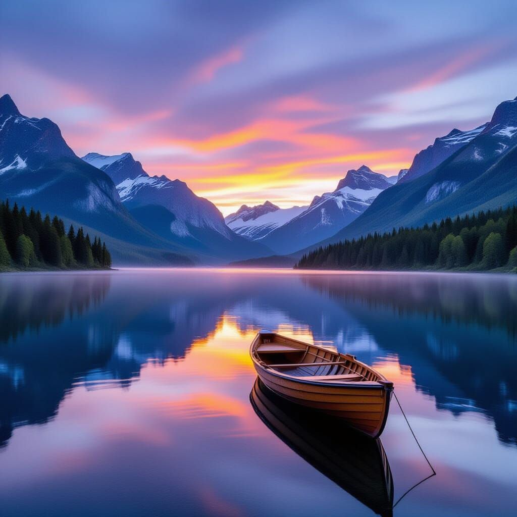 Serene Mountain Lake at Sunrise: Landscape Photography