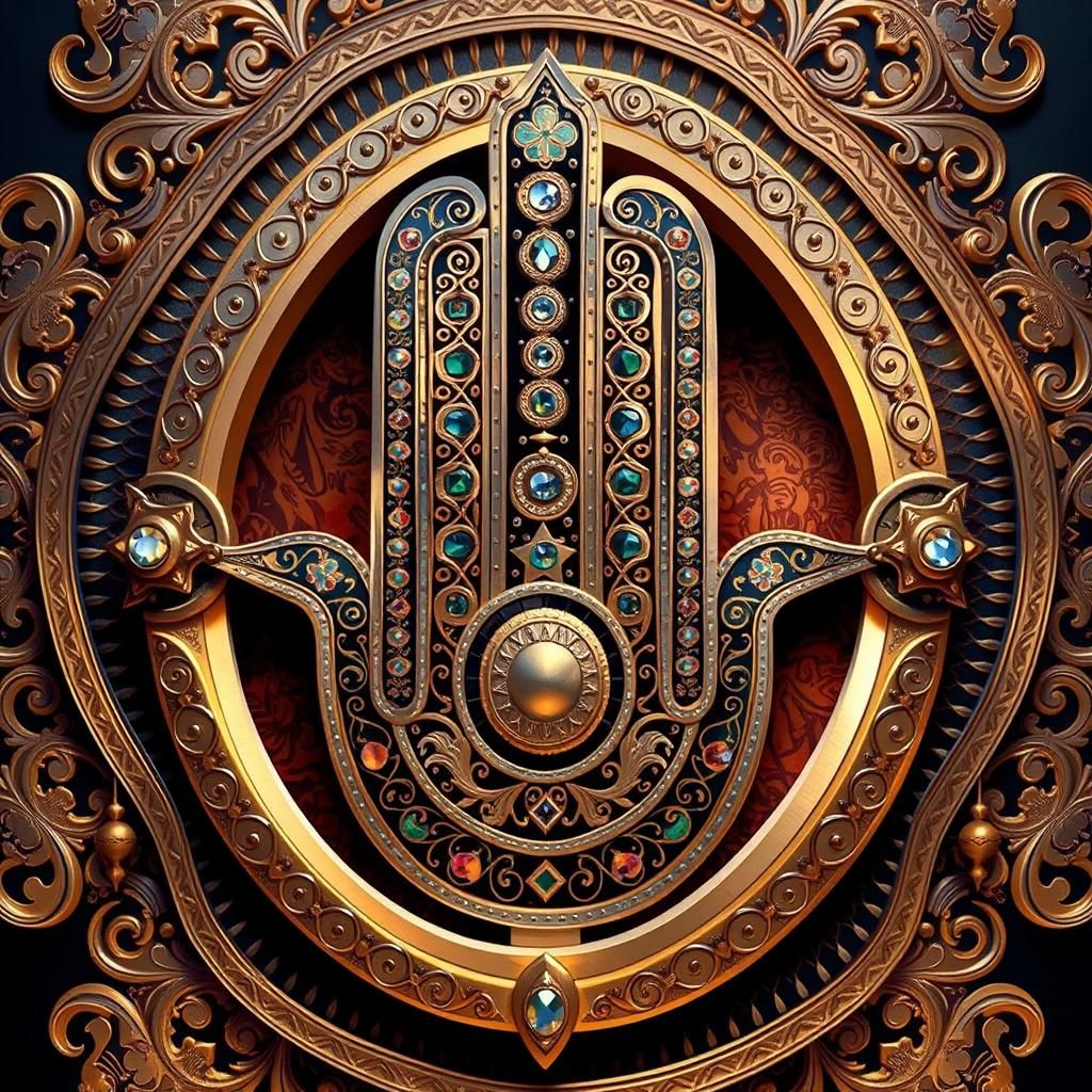 Lucky Hamsa Design with Fortune Symbols