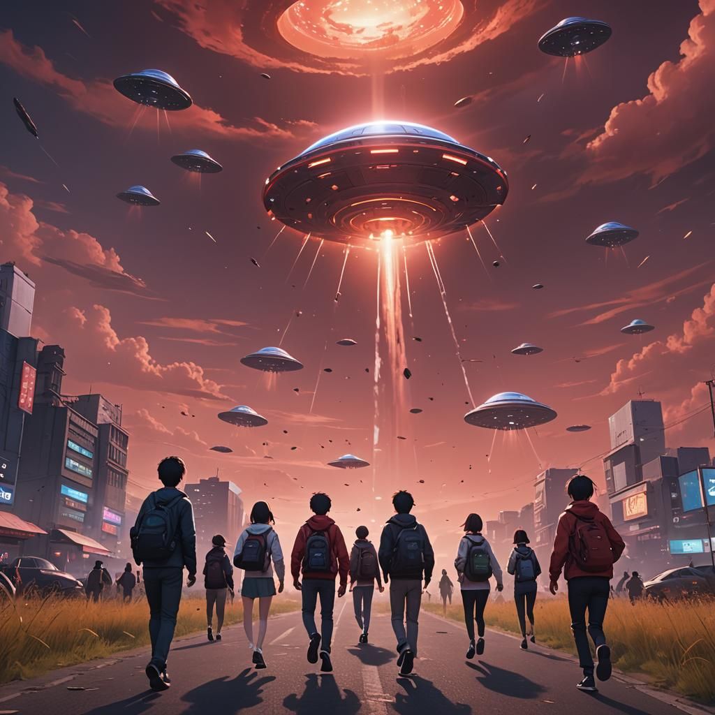 UFO Invasion: Anime-Inspired 3D Art