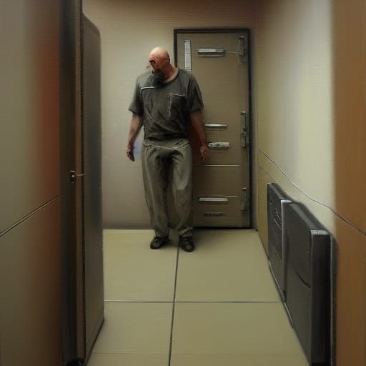 Inmate on Death Row: Oil Painting