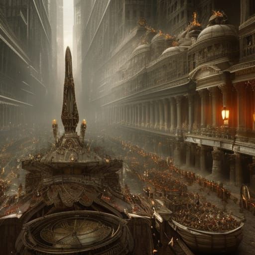 Epic Celebration in Digital Matte Painting Style