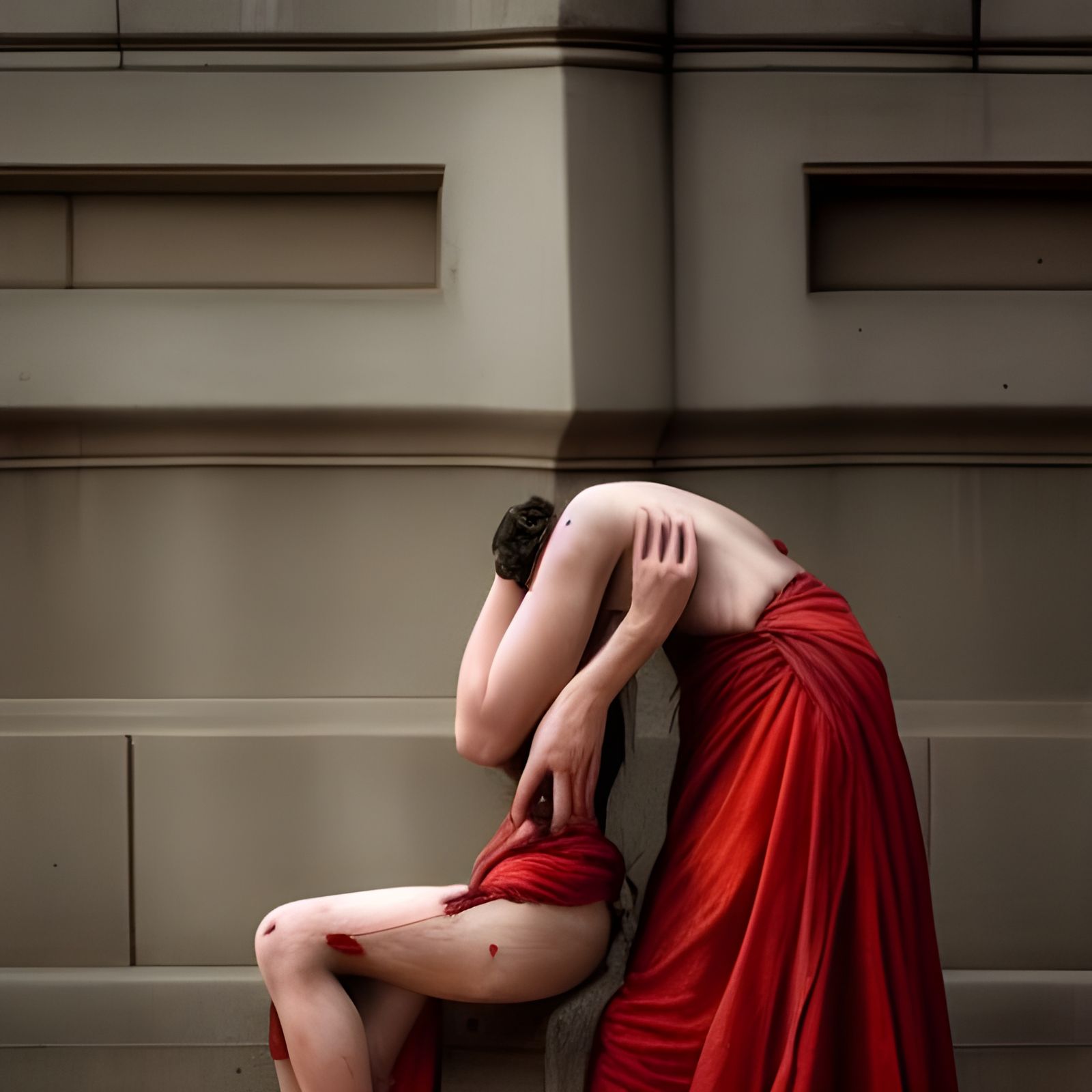 Depressed Goddess Bleeding: Realistic Photography