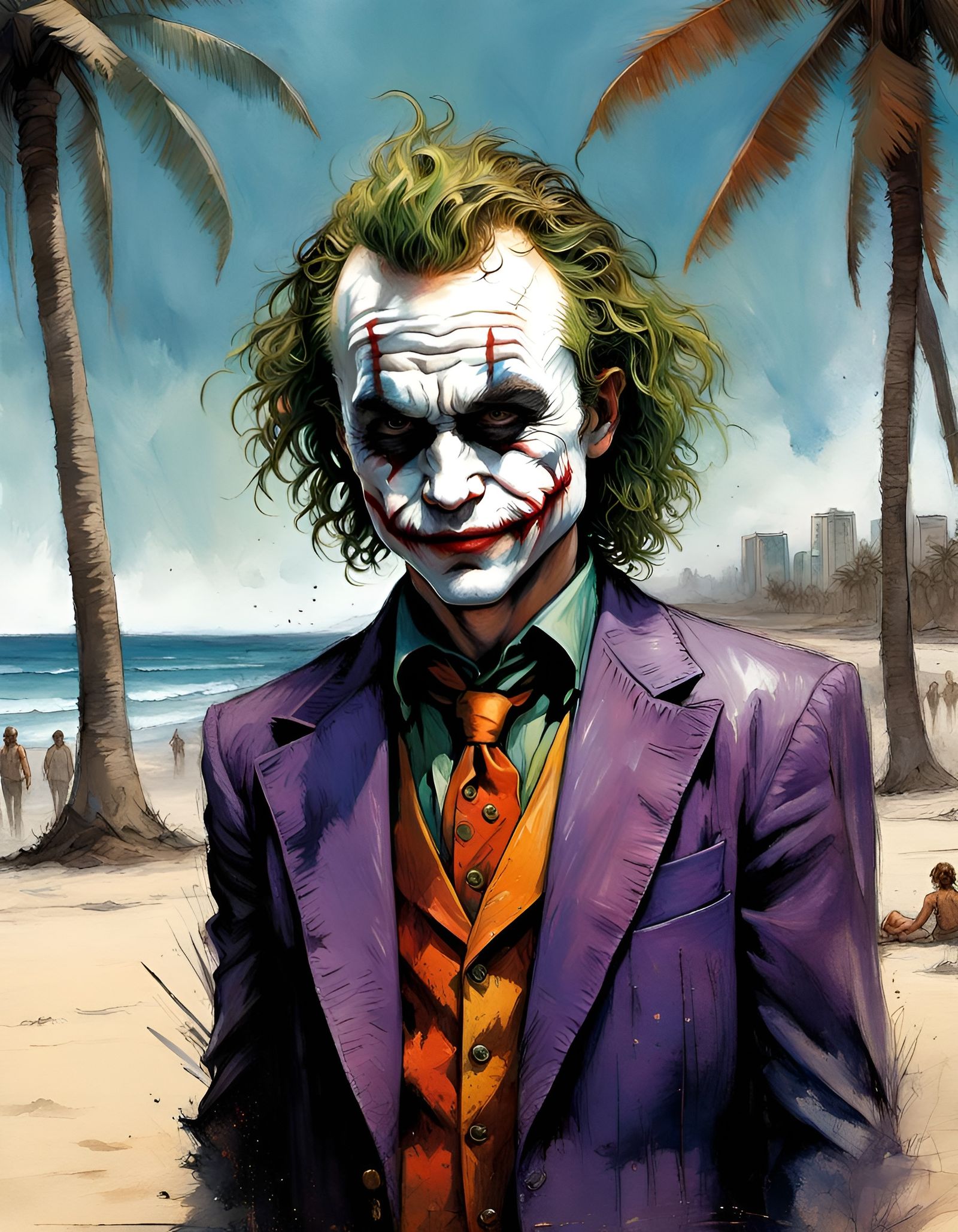 Joker's Hawaiian Vacation: Crayon Caricature