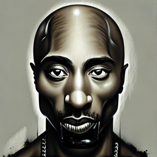 Tupac Shakur Portrait in Dystopian Art Style