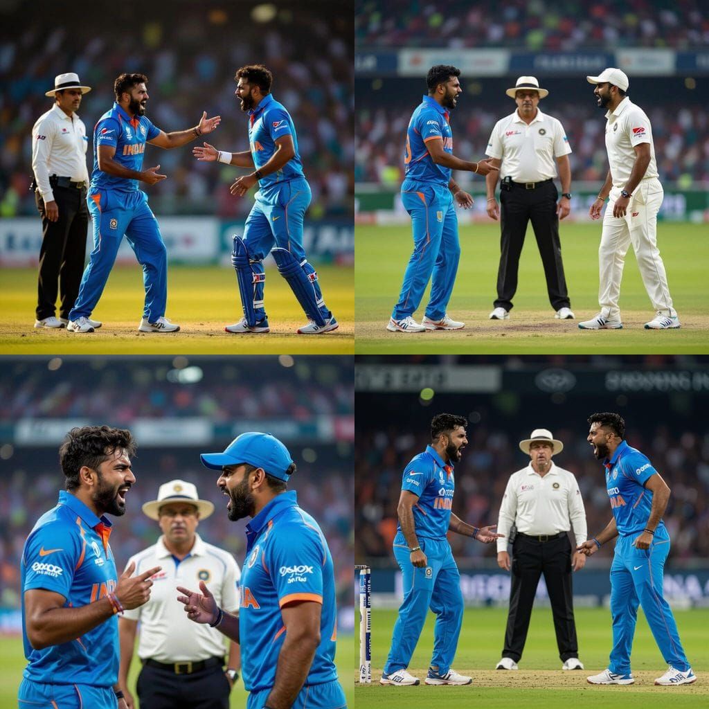 Indian Cricket Player Argues with Umpire on Pitch