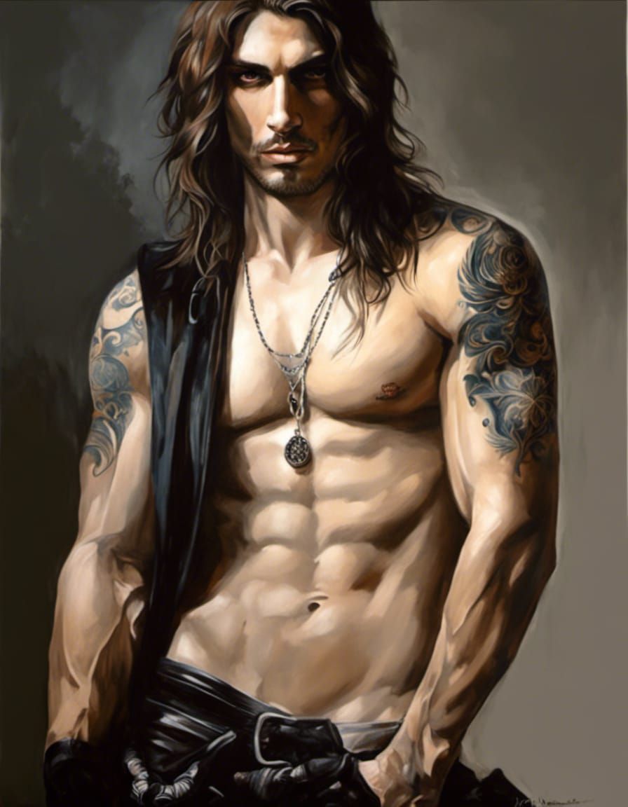 Intense Male Portrait in Acrylic Painting Style