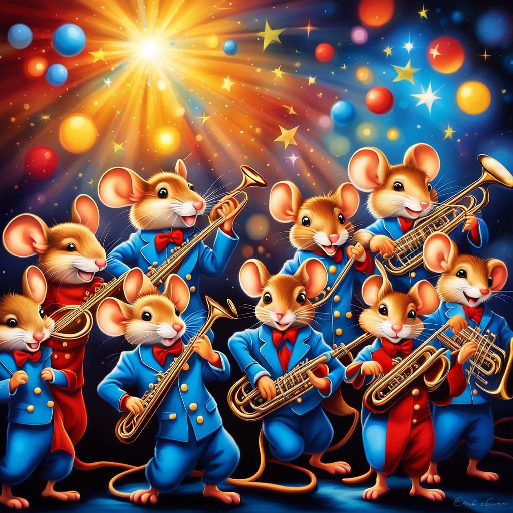 Mice Band Airbrush Art with Bokeh Effect