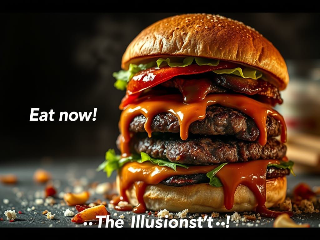 Juicy Hamburger in Cinematic Film Still Style