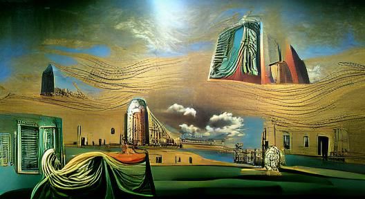 Surreal Cyberpunk Painting in De Chirico Style