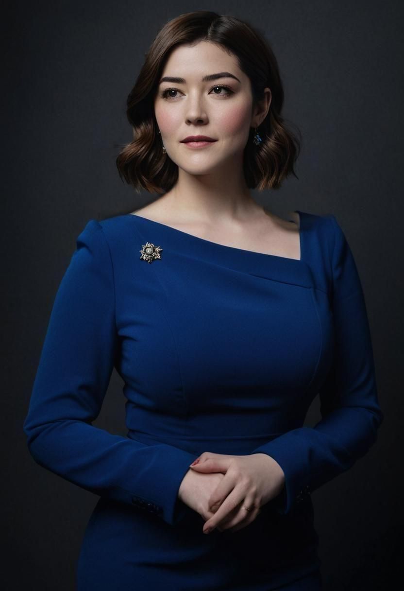 Elegant Woman in Blue Dress Portrait