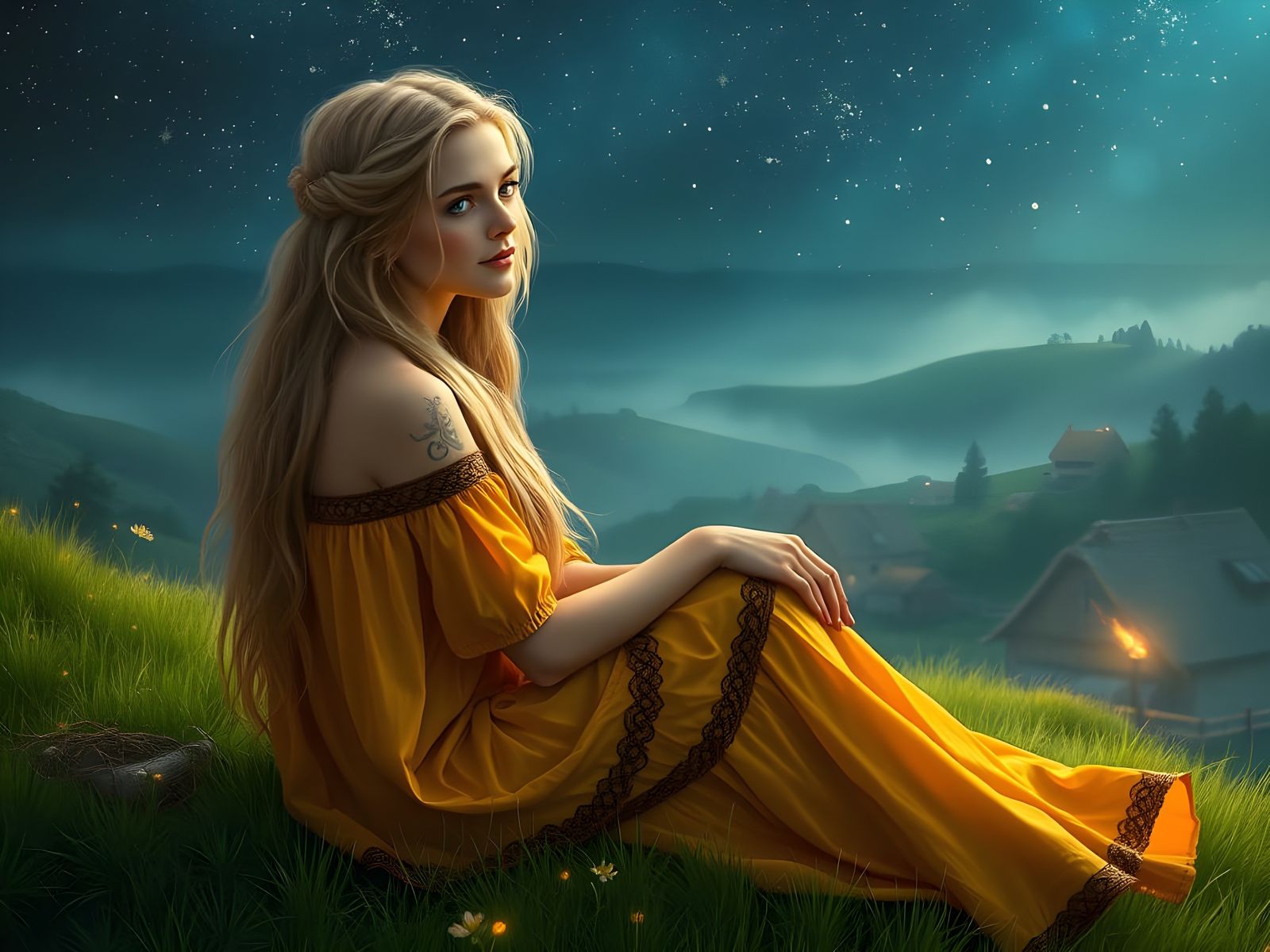 Norse Goddess of Forbidden Love in a Haunting Moonless Night