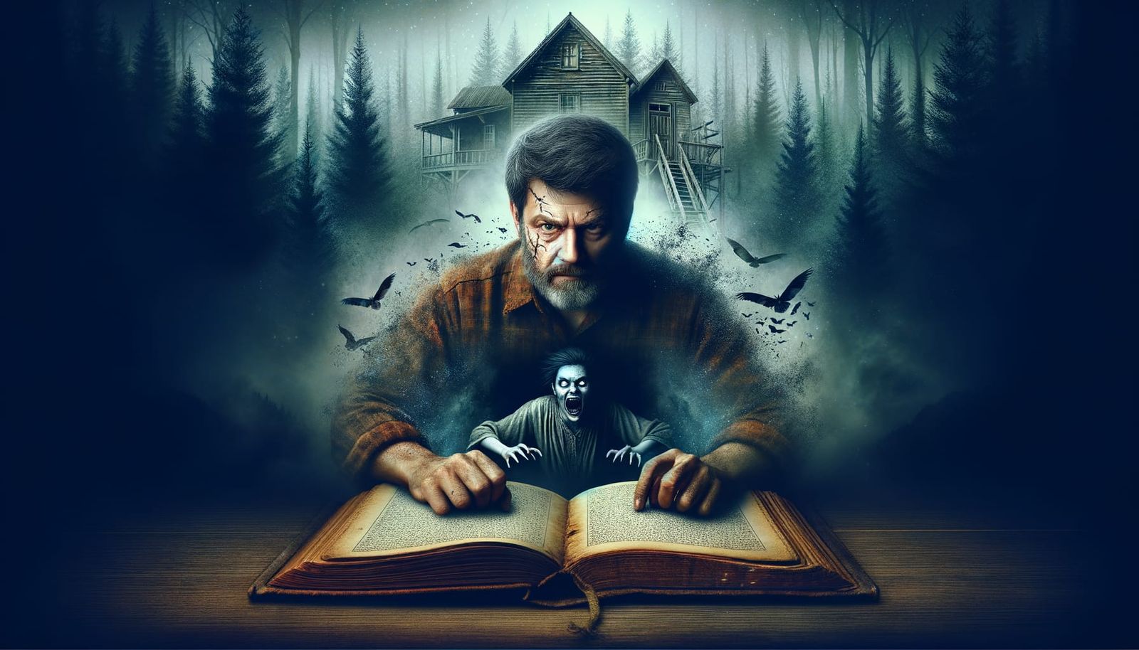 An open book, out of the book someone is peeking out at you