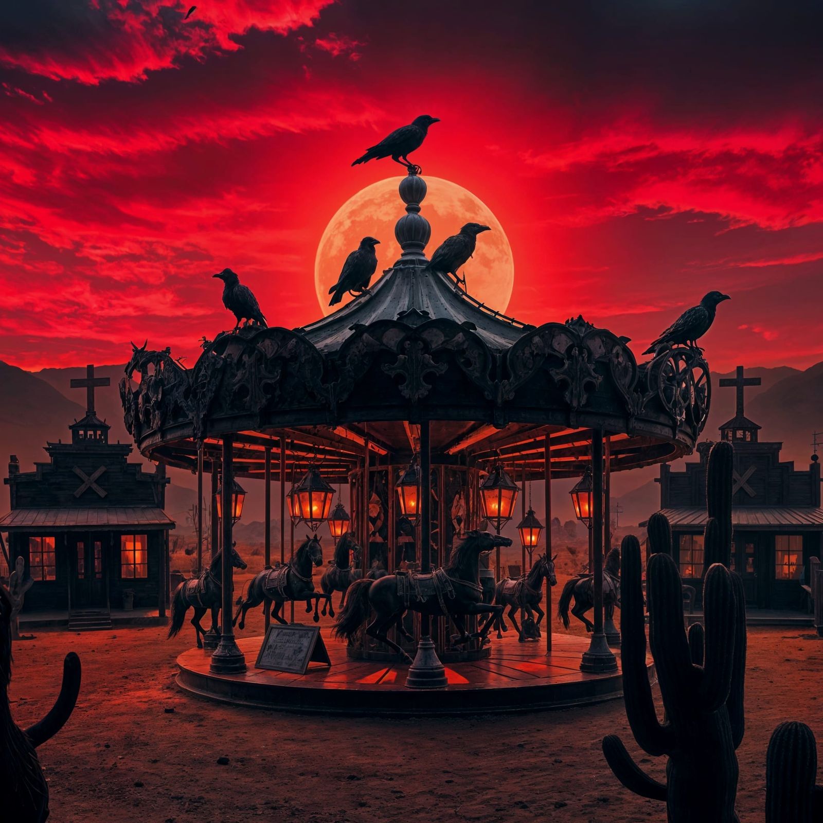 Gothic Western Carousel in Desert Ghost Town