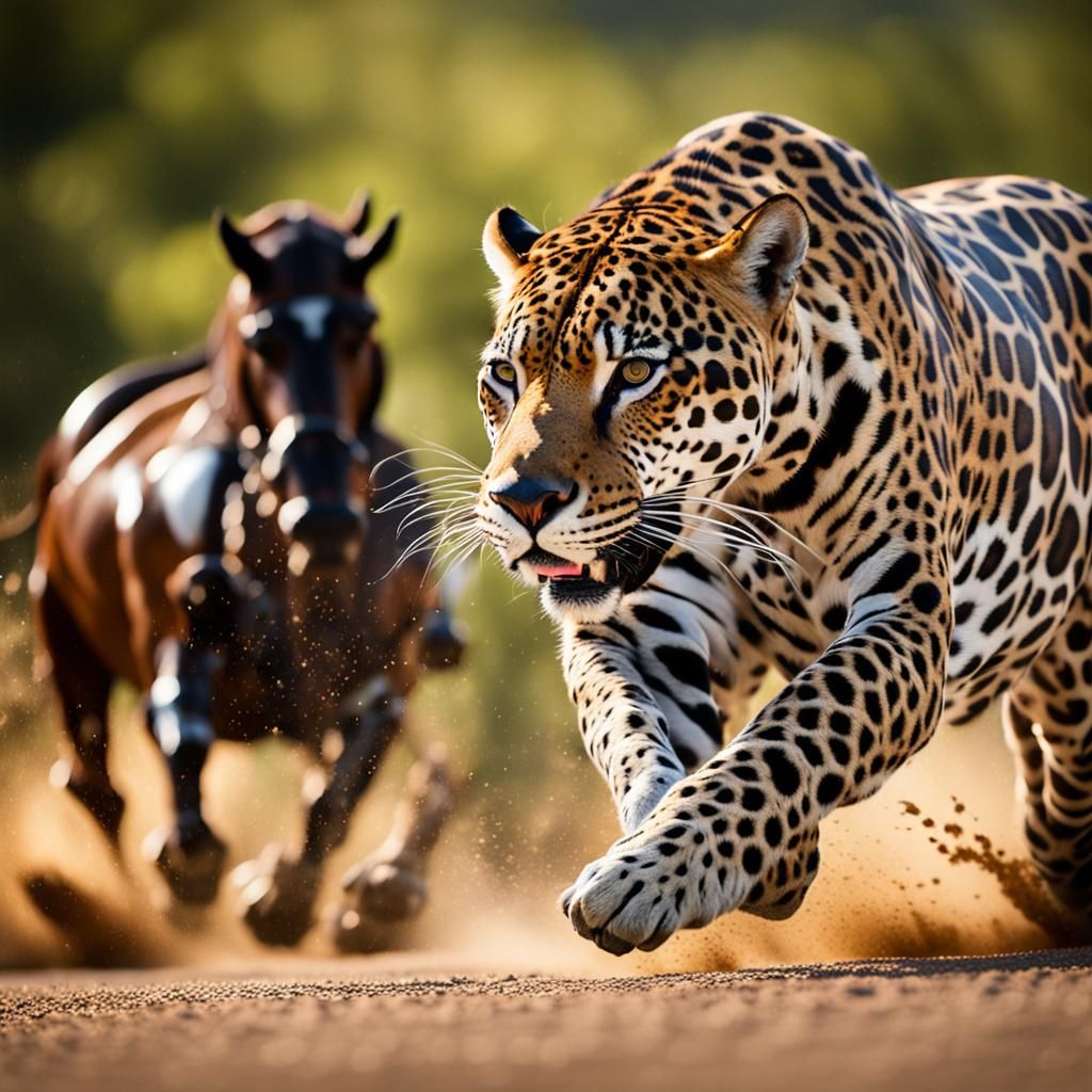 Jaguar and White Horse in Motion, Professional Photography