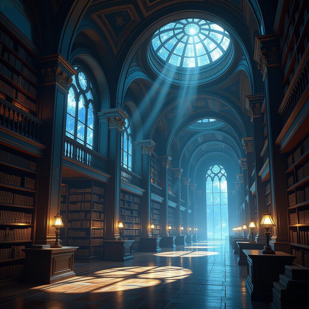 Ancient Library Floats in Cosmic Void