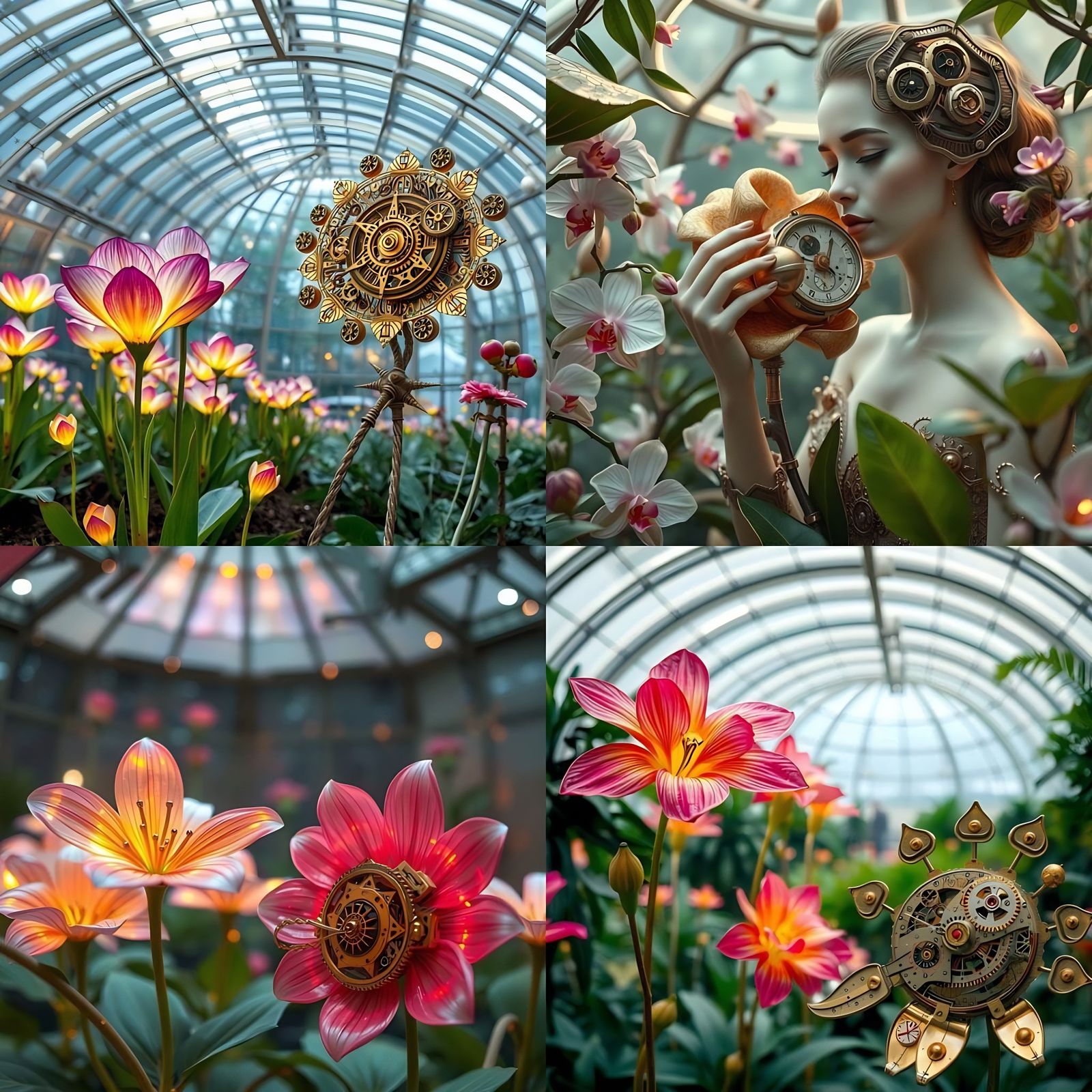 Cyberpunk Botanicals: Mechanized Flowers Unfold in Futuristi...