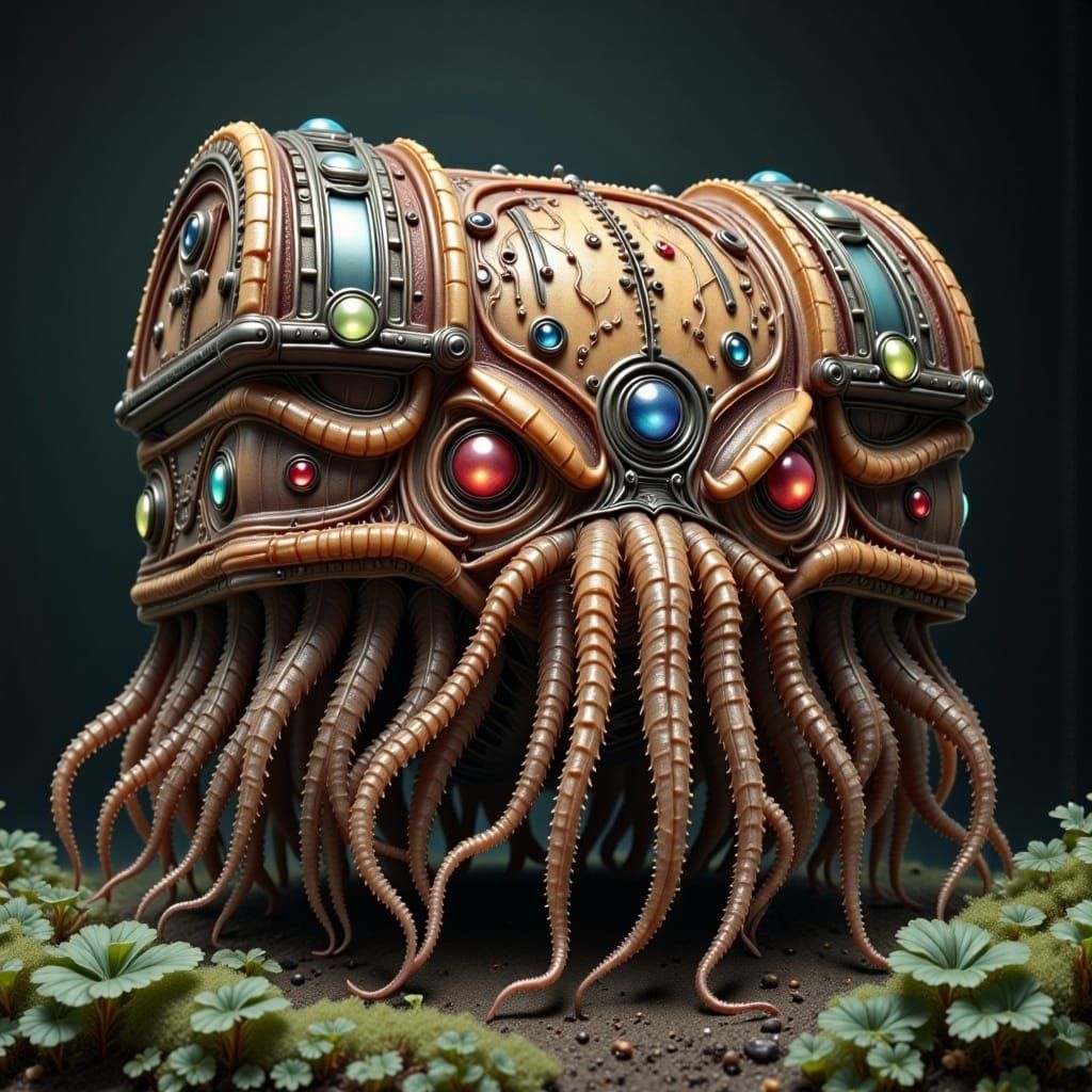 Dark Fantasy Treasure Chest Monster with Intricate Carvings ...