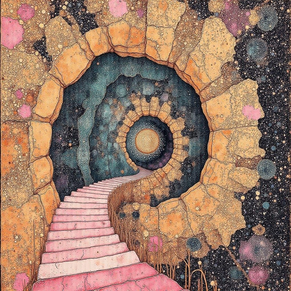 Ethereal DNA Spiral Staircase in Luxurious Aubergine, Gold, ...