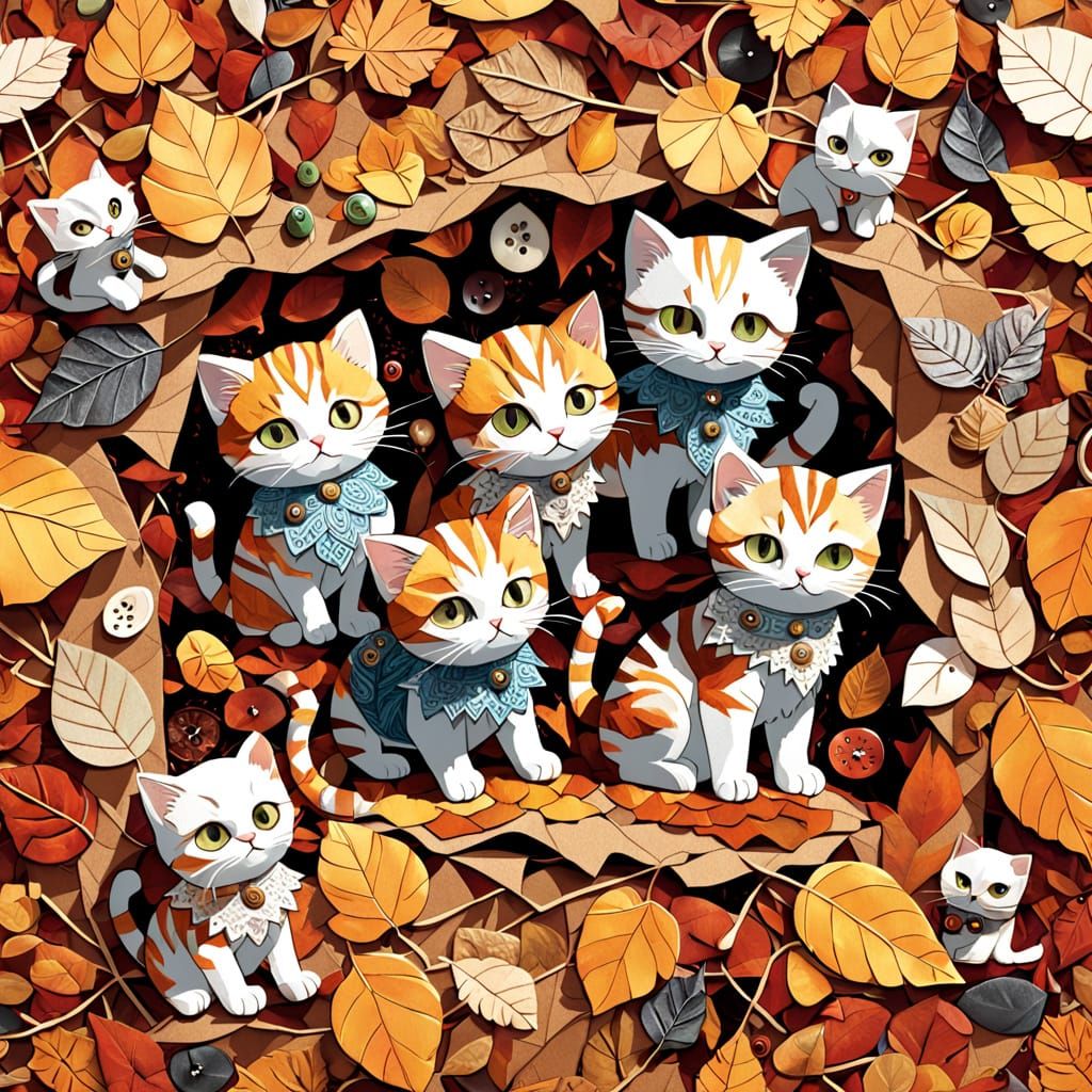 Kittens Play Among Fabric Textures In Dramatic Light