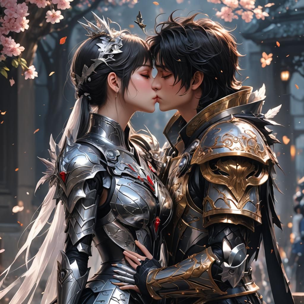 Passionate Kiss in Detailed 3D Anime Style
