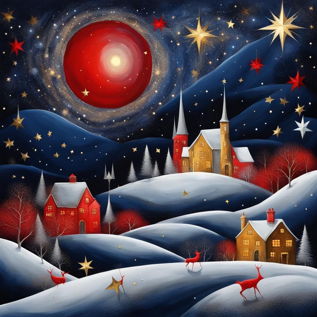 Enchanted Christmas Eve Under a Red Moon