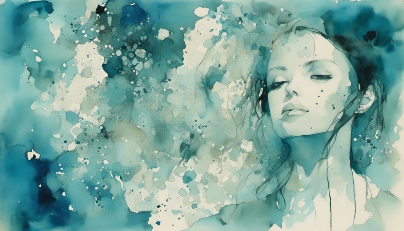 Cyanotype Portrait Art in Graphic Design Style
