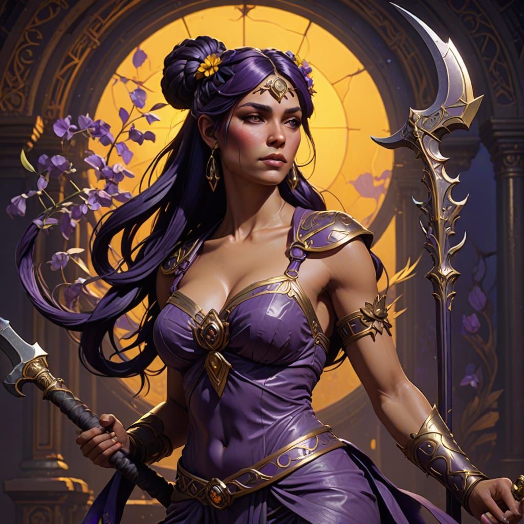 Dark Fantasy Warrior Maiden Cleaving Gorgon