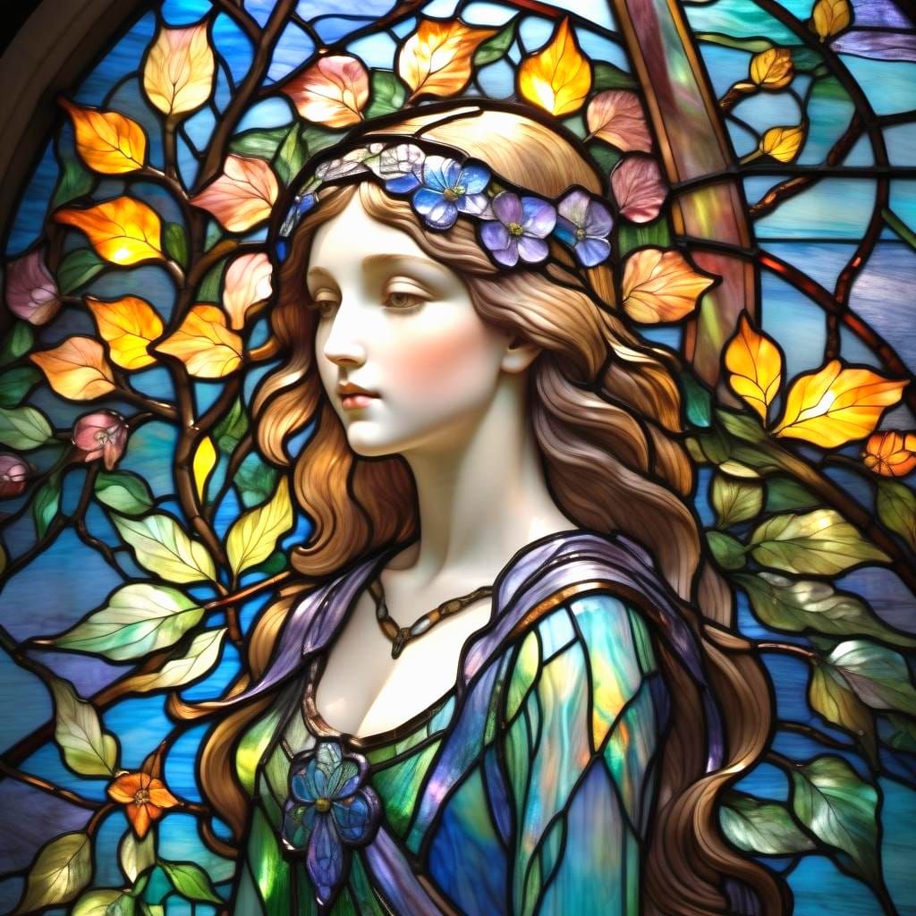 Stained Glass Window in Tiffany Style