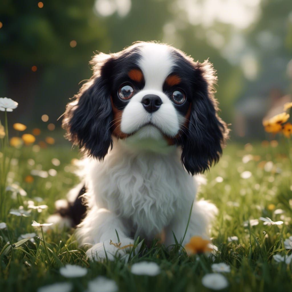 Adorable Cavalier King Charles Spaniel Fantasycore Artwork
