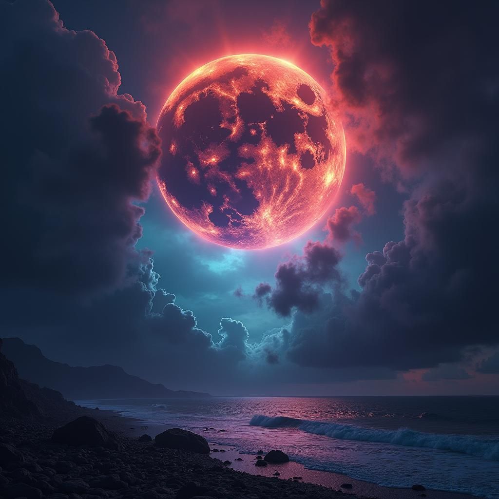 Mystical Lunar Eclipse in Dark Fantasy Style