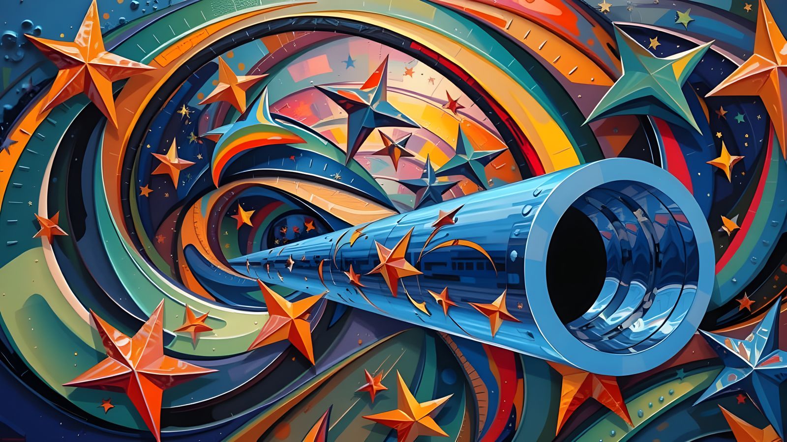 Cosmic Glass Odyssey in Impasto Oil