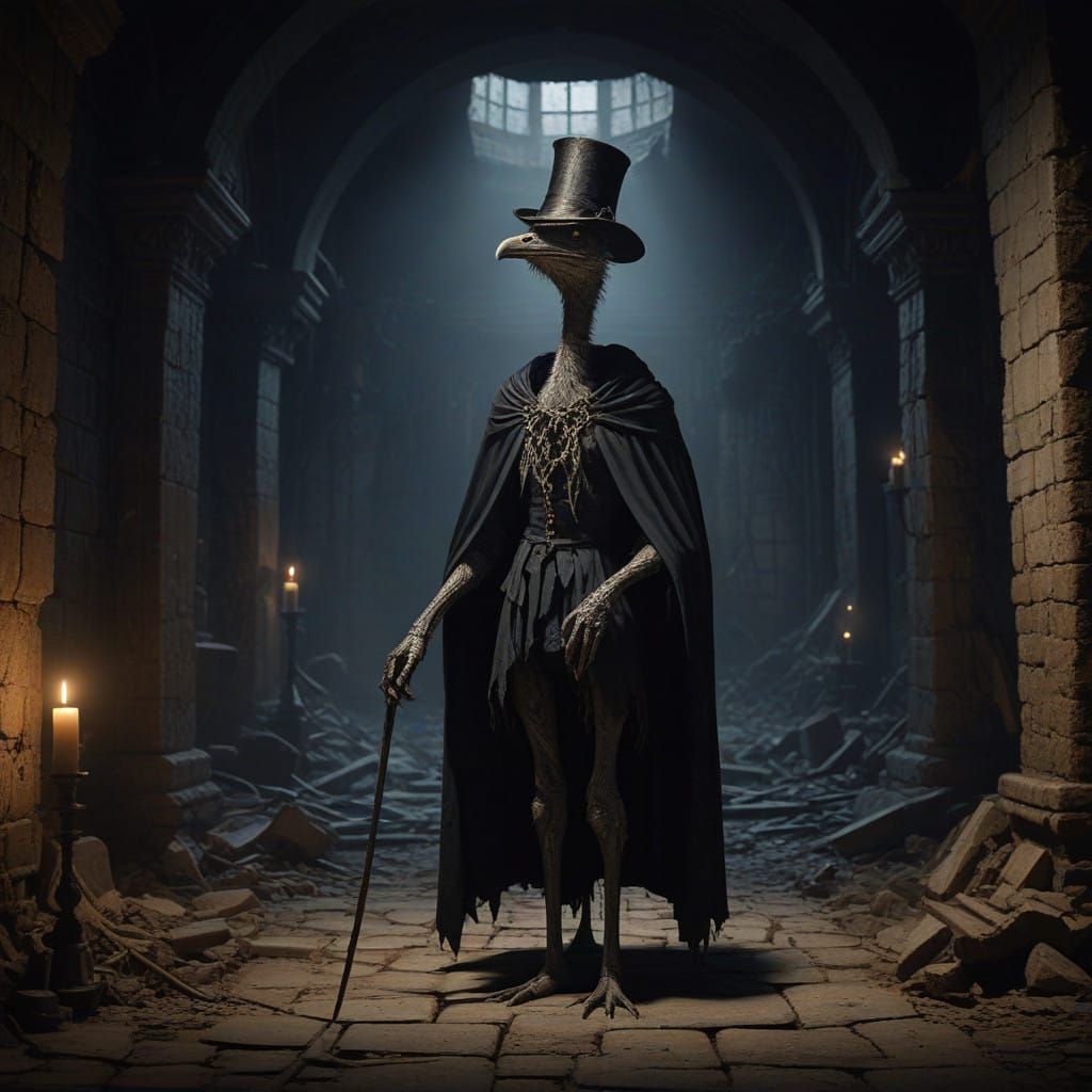 Mystical Ostrich Performs Dark Magic in Haunting Castle Scen...