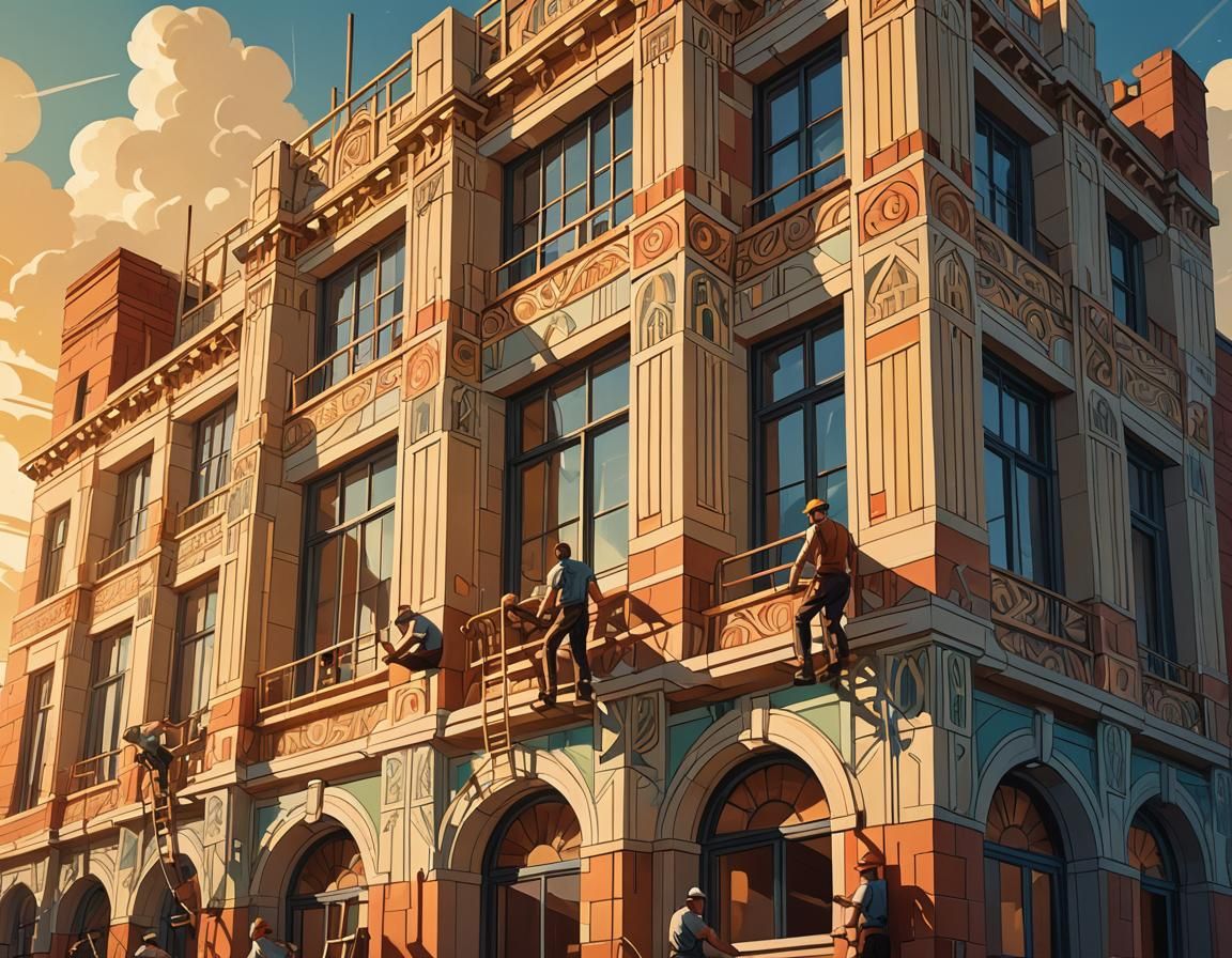 Art Deco Bricklayers Build House in 1920s England