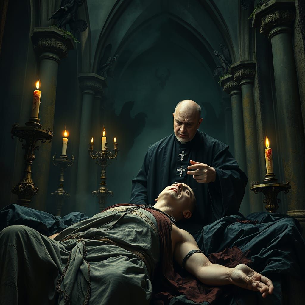 Dark Exorcism Ritual in Victorian Gothic Style