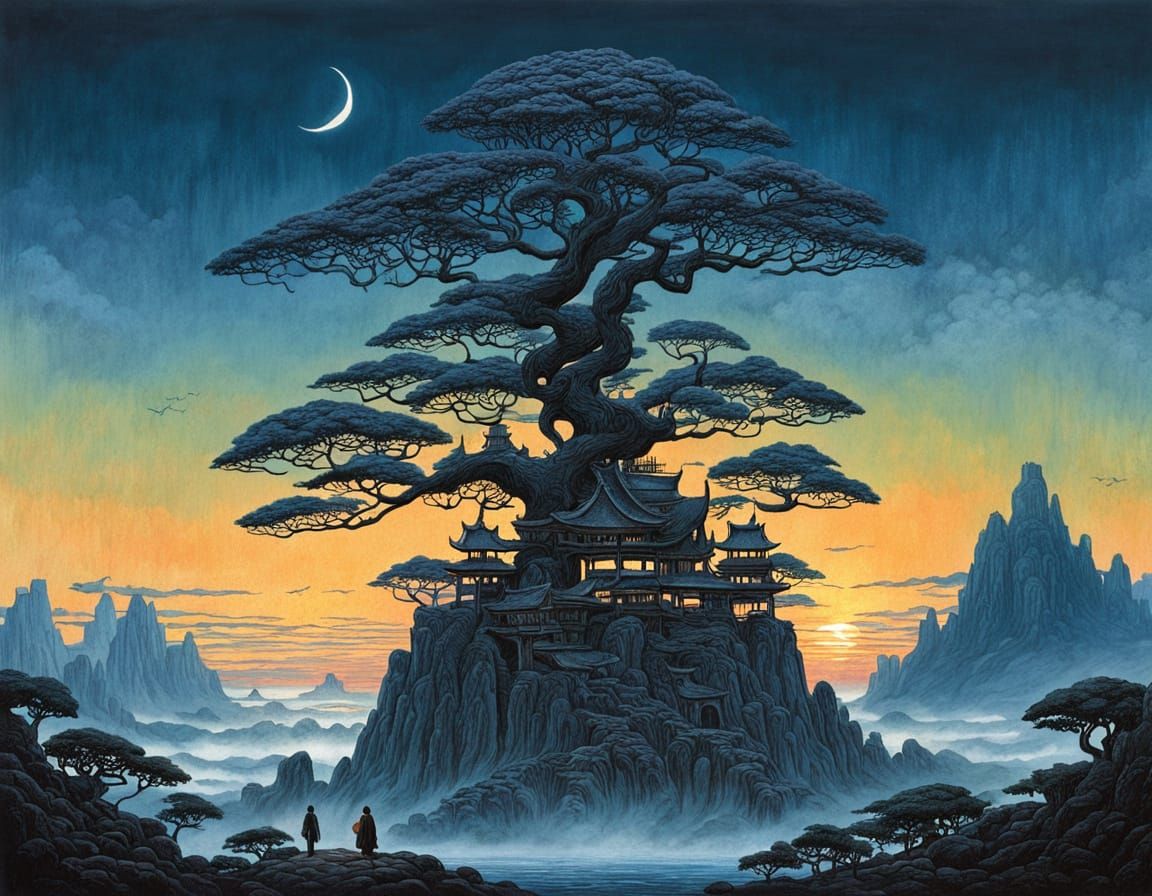 Surreal Japanese Landscape in a Dreamlike Atmosphere