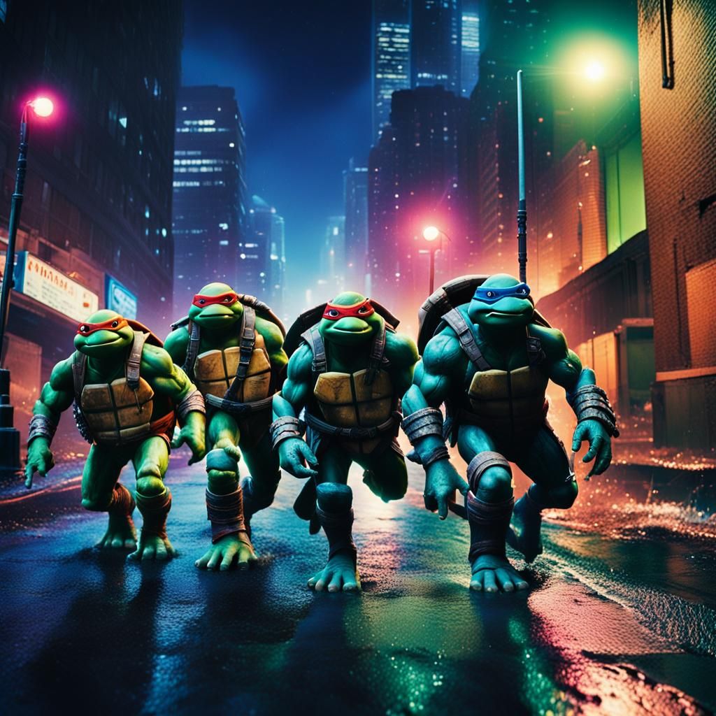 Teenage Mutant Ninja Turtles Exit Sewer in Cinematic Style